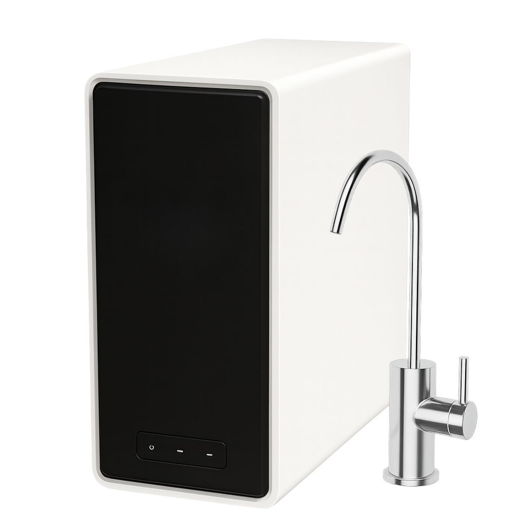 Under-sink reverse osmosis drinking water system with its dedicated faucet